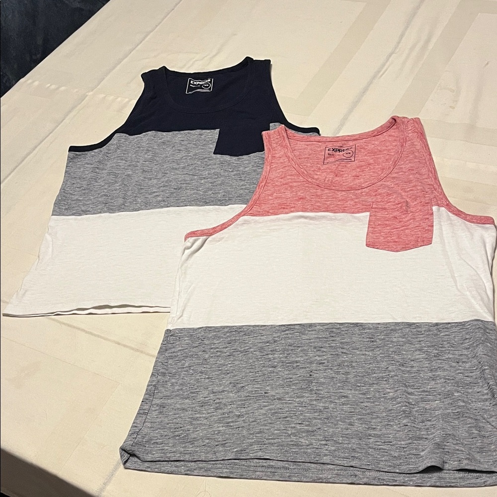 Two Express Men’s Sleeves Muscle Tee Shirt Size M Colorblock Tank Tops